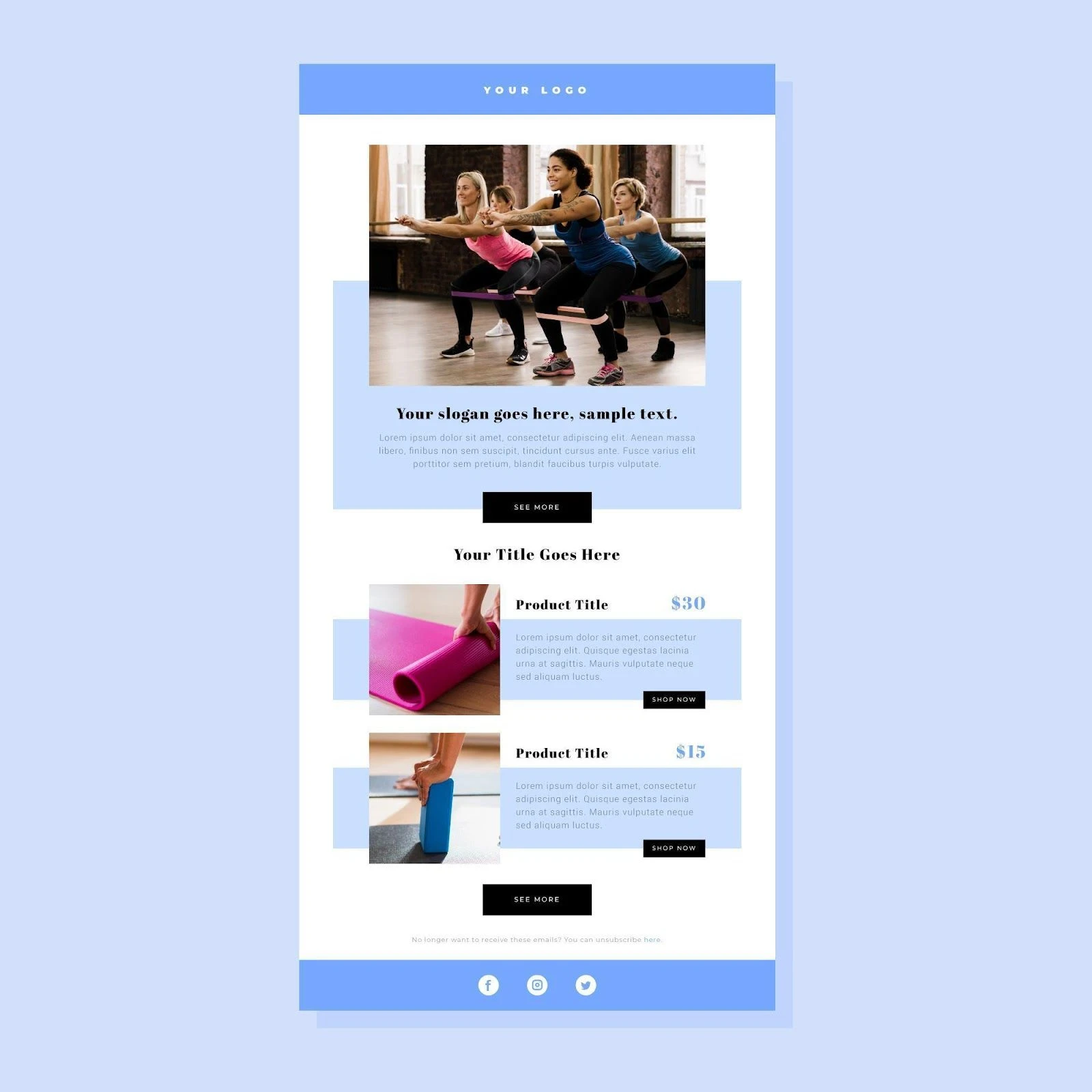 Image from Freepik Single-column layout email